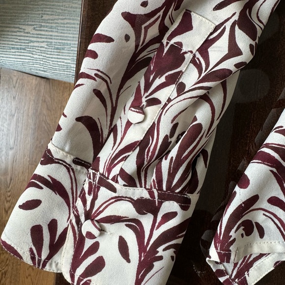 Tory Burch Brushstroke Tie Neck 100% Silk Blouse - Picture 4 of 6